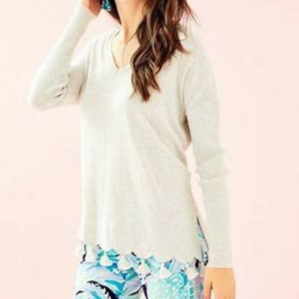 Lilly Pulitzer Martine sweater in Heathered Sea Pebble Grey